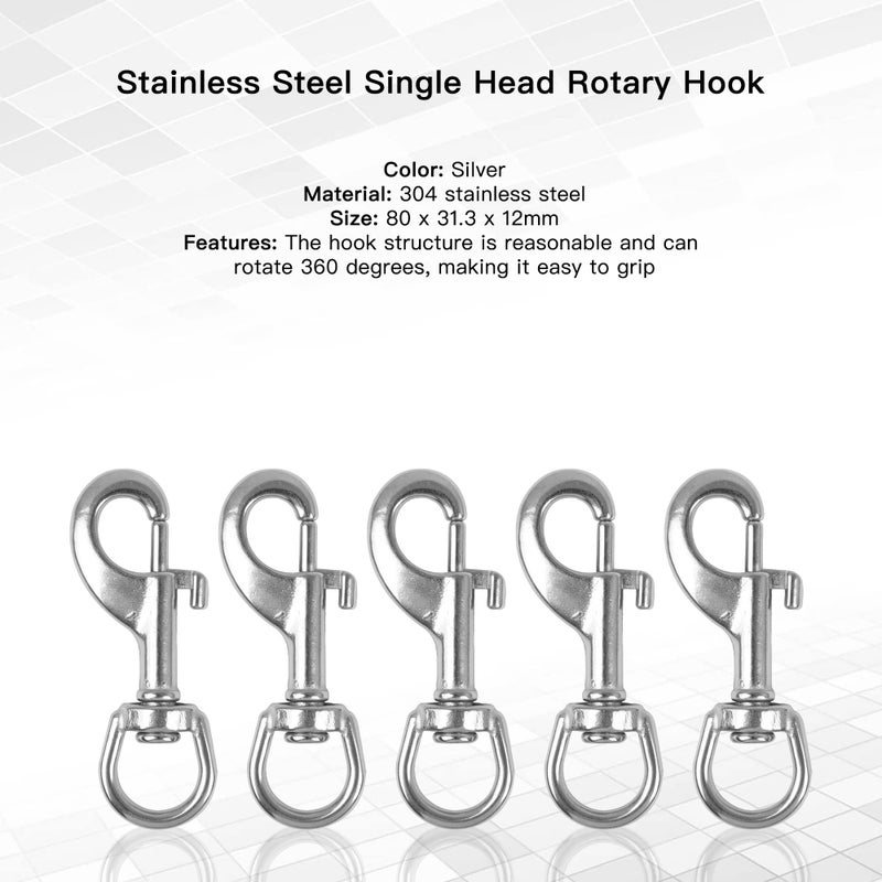 CNBTR Round Eye Swivel Bolt Snap Hooks Key Chain Clip Stainless Steel 80mm Length Pack of 10 - Image 2